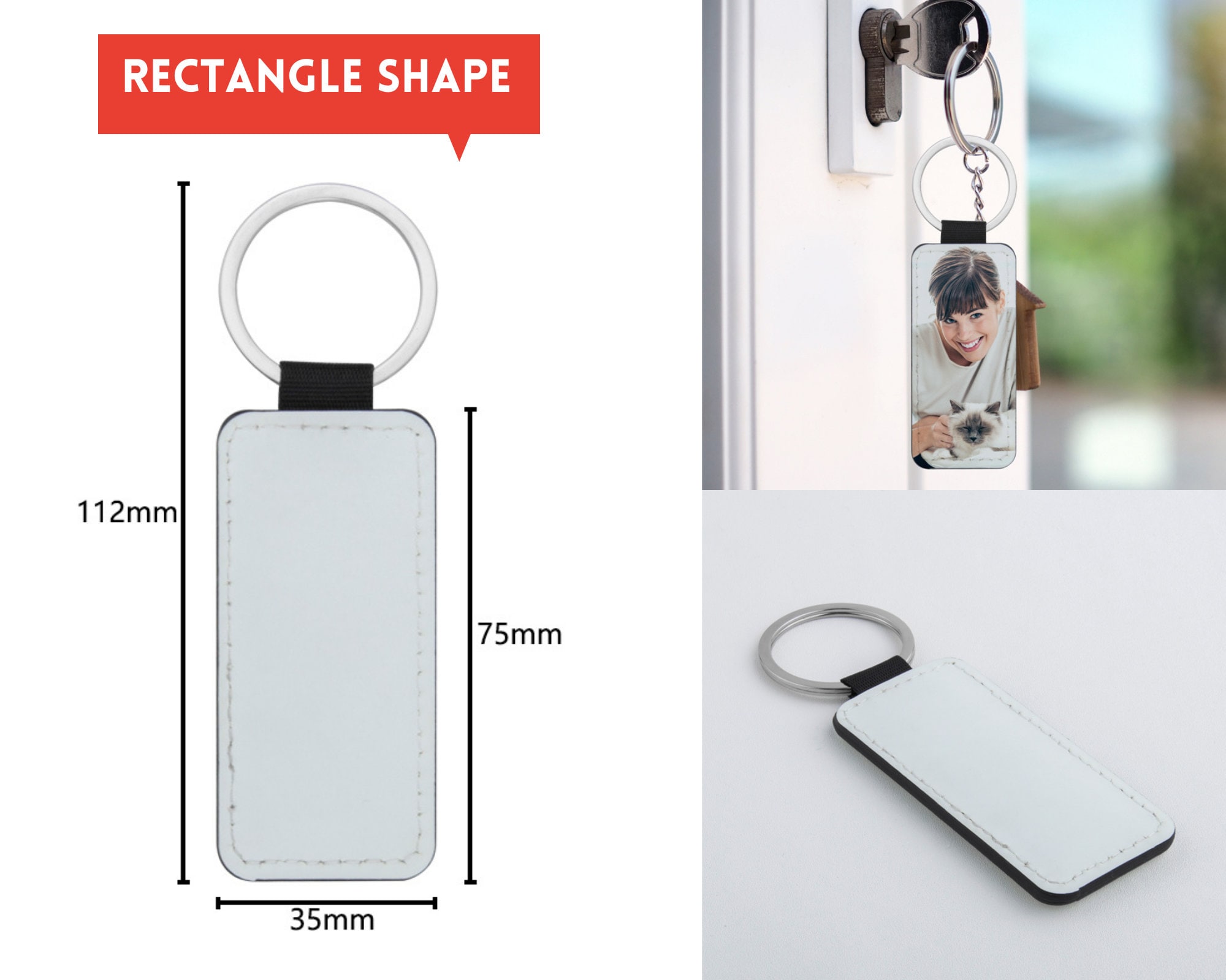 Rectangle Sublimation Keychain Blanks, 80 PCS Sublimation Blanks Products  Bulk with Heat Press Transfer Double-Side Printed Keychain Blanks Tassels