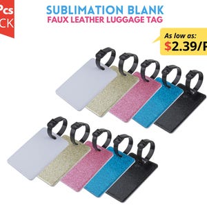 10x Sublimation Luggage Tag | Sublimation Luggage Tag Blanks | Custom Faux Leather Luggage Tag | Sublimation Backpack Tag Travel Name Tag