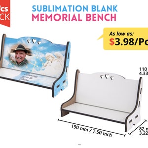 5x Opakowanie ławki pamiątkowej Sublimacja | Ławka pamiątkowa z twardej płyty MDF | Sublimacja półfabrykatów miniaturowa Ławka pamięci | Ławka sublimacyjna