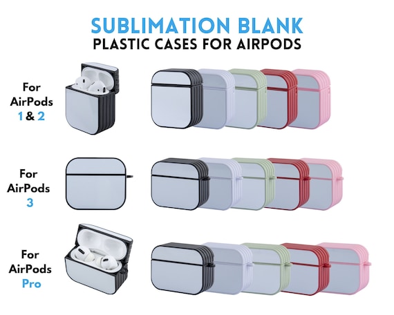Sublimation Airpods Case Blanks Sublimation Blanks Case for Airpods 1, 2, 3  & Pro 5 Colors Plastic Air Pod Cover With Aluminum Inserts 