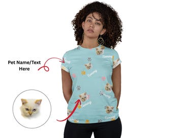 Custom Pet Photo T-Shirt: All-Over Print, Dog Cat Lover Gift for every pet owner
