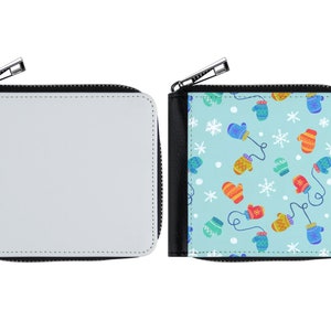 Ebauches de portefeuille pour sublimation | Portefeuille blanc sublimé avec fermeture à glissière | Portefeuille en argent liquide pliable | Portefeuille sublimation en cuir PU avec fermeture éclair