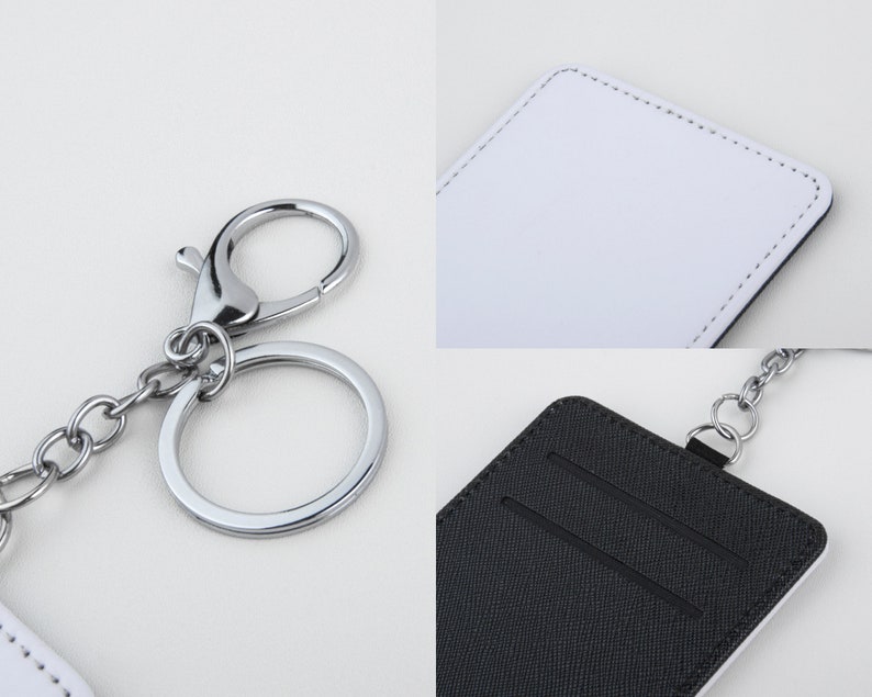 10x pack Sublimation Slim Card Holder | Leather PU Keychain Card holder | Blank Clip Wallet Card Holder KeyChain Bag Tag for Sublimation image 7