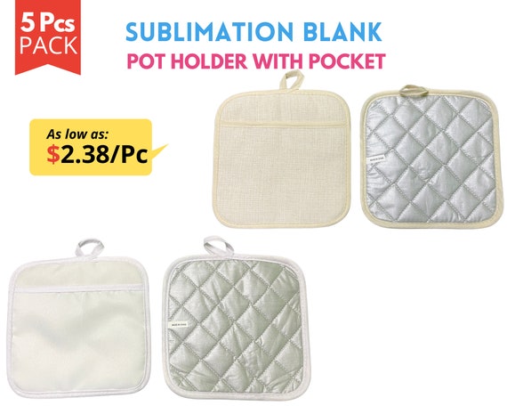 5Pack Cotton Pocket Pot Holder Set Kitchen Heat Resistant