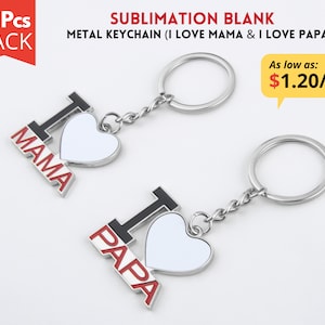10x Sublimation Keychain Blanks | Sublimation Key holder for mother&#39;s and father&#39;s day | Sublimate keychains | One side printable