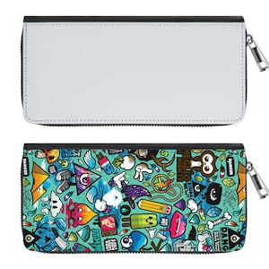 Carteras de polipiel con sublimación en blanco / Cartera de cuero personalizada con cremallera / Cartera con logotipo personalizado / Cartera larga en blanco