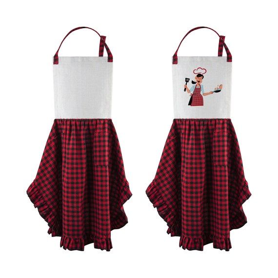 Sublimation Polyester Apron Blanks | Adult Sublimation Plaid Apron | Buffalo Adult Apron | Custom Blank Aprons | Cooking Apron