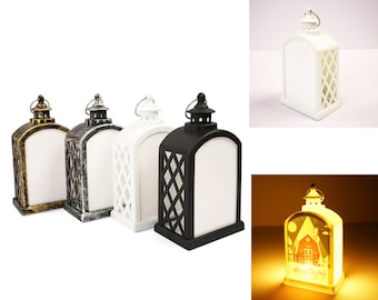 Espacios en blanco de linterna LED de sublimación para Navidad Halloween / Linternas de decoración personalizadas con batería / Linternas de escritorio de jardín de doble cara