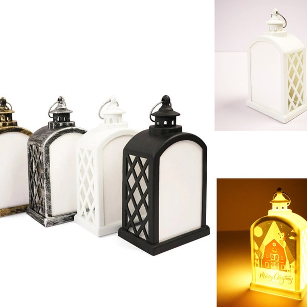 Sublimation LED Lantern Blanks for Christmas Halloween | Custom Decoration Lanterns with Battery | Double-sided Garden Desk Lanterns