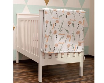 Wildflower Baby Girl Name Blanket: Personalized Plush Fleece Blanket