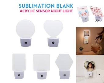 Sublimation Blank Acrylic Sensor Night Light | Indoor Outdoor Light Sensor Wall Lights with Plug | Custom Sensor Night Light