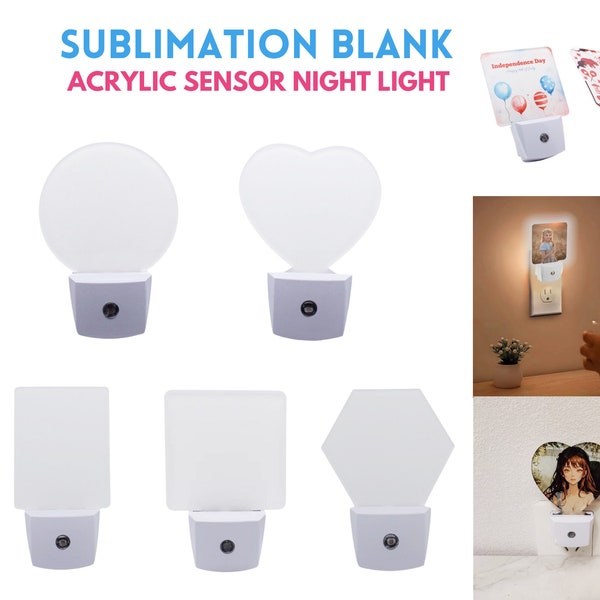 Sublimation Blank Acrylic Sensor Night Light | Indoor Outdoor Light Sensor Wall Lights with Plug | Custom Sensor Night Light