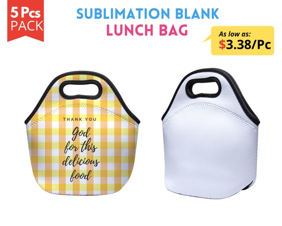 Paquet de 5 sacs a lunch sublimation sac fourre tout a lunch sublimation imprimable des 2 cotes avec fond noir Ebauches de sublimation pour sac a lunch en neoprene Etsy France