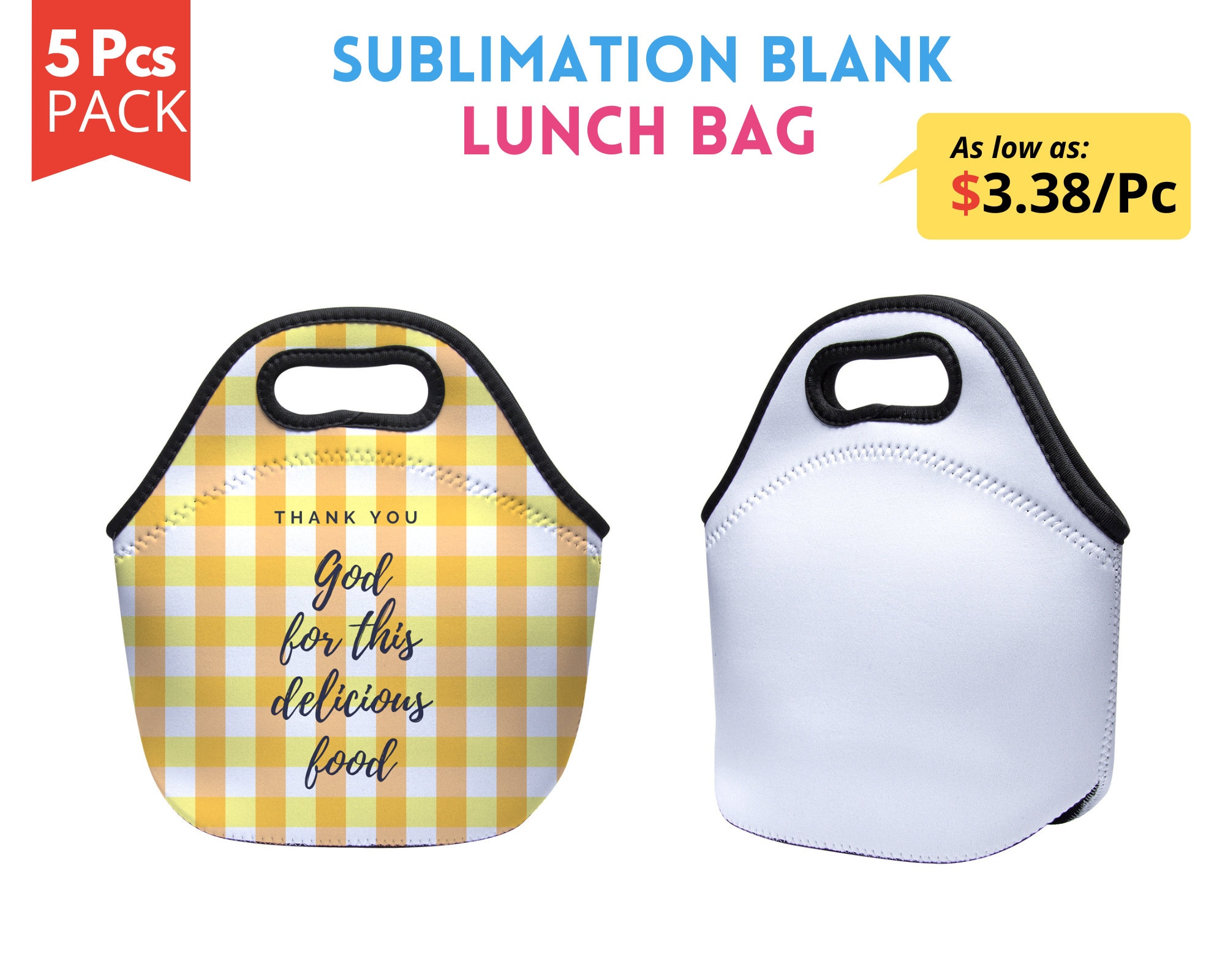 5 Pack Sublimation Tumbler Tote, 20oz Tumbler Tote Bag, 2 Side Printable  With Black Bottom Neoprene Tumbler Carry Bag Sublimation Blanks 