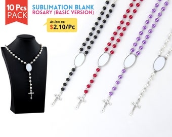 10x Sublimation Rosary | Sublimation Blank Rosary Necklace | Sublimation Rosaries Prayer beads Rosary With one printable insert.