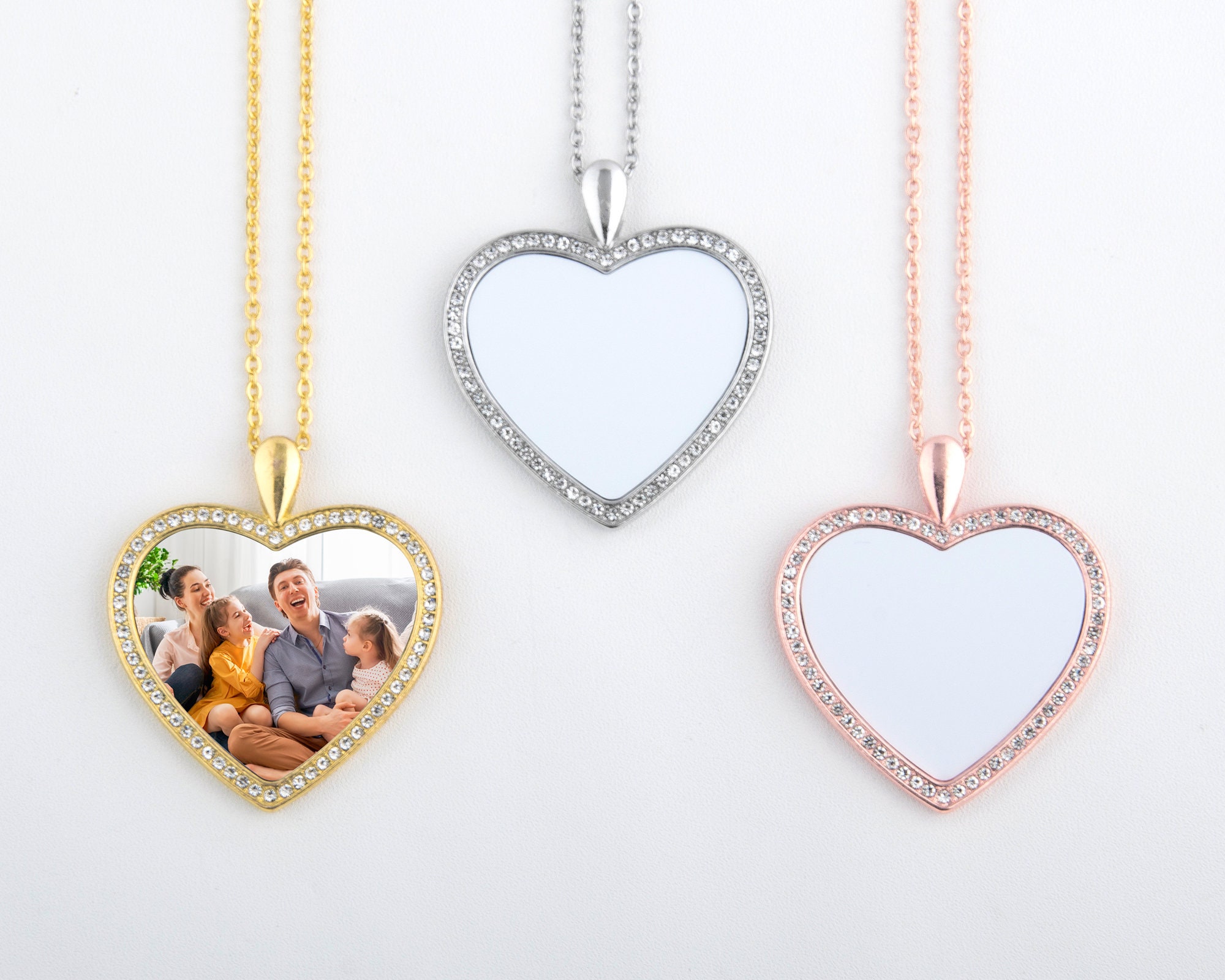 Sublimation Blank Heart Shape Necklace Pendants DIY Xmas Romantic
