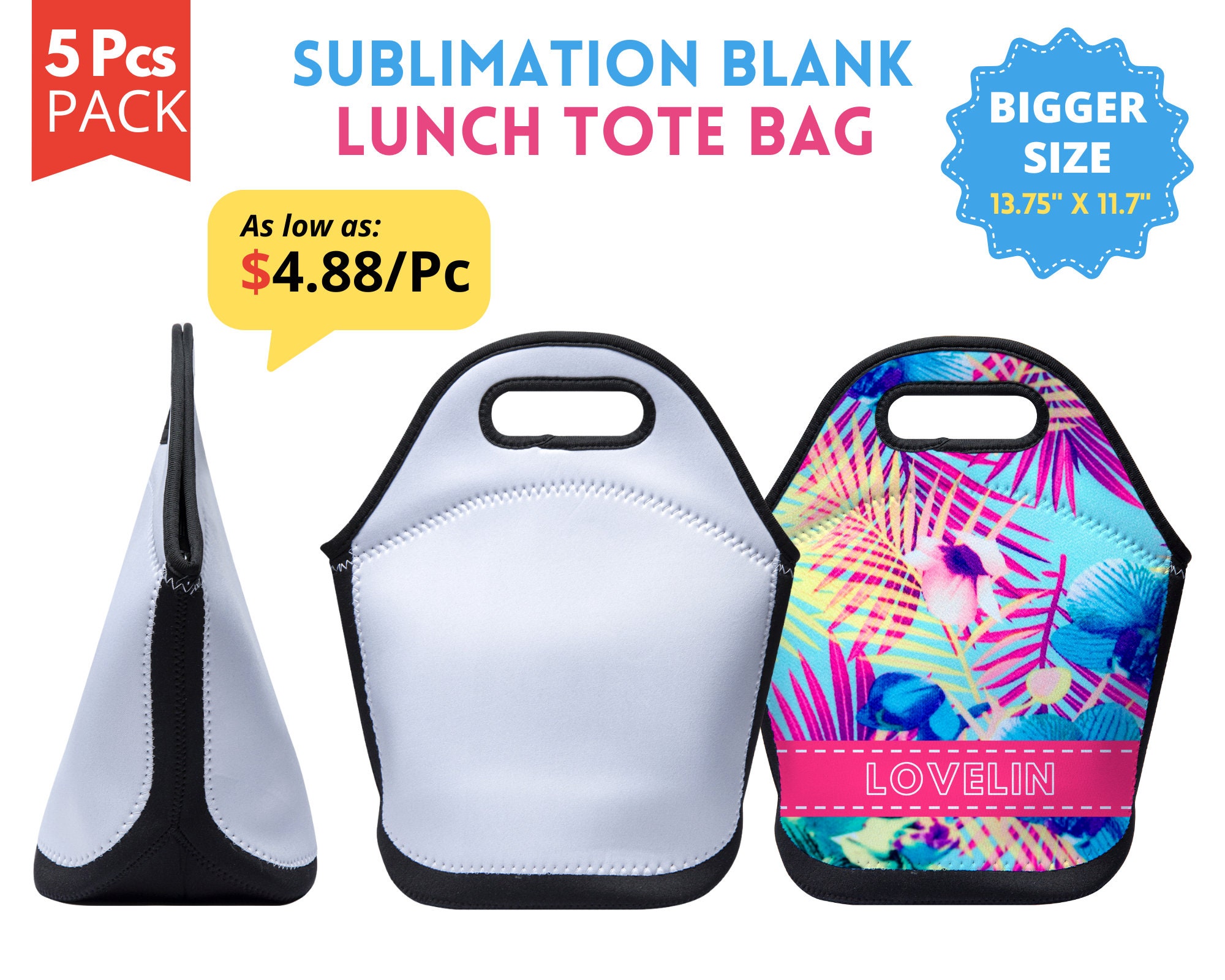 Craft Express 2 Pack Sublimation Glitter Tote Bags