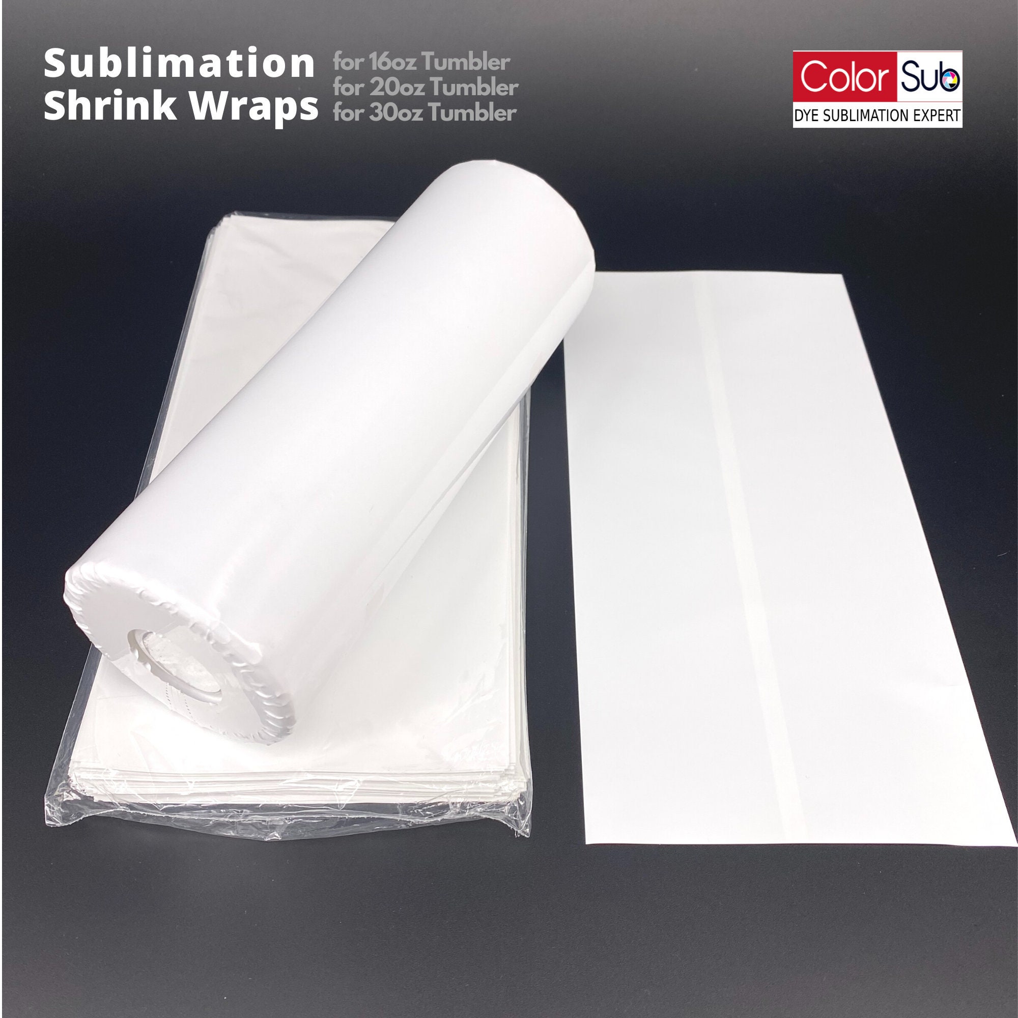 A-SUB Shrink Wrap for Sublimation Tumblers, 5X10 Inch Sublimation Shrink  Wrap Sleeves, White Heat-Resistant Tumbler Shrink Wrap Film 50 PCS