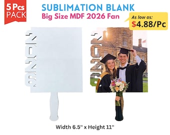 5 Pack Sublimation MDF 2026 Paddle fan | Sublimation MDF 2026 Hand Held Fan | 2026 Single Sided & Double Sided Sublimation Fan Blanks