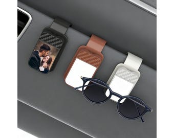 5PCS Sublimation Black Car Sunglasses Holder, ABS Frame with Printable PET Sheet