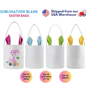 Easter Basket Sublimation Blanks, Easter Basket blanks, Sublimation Linen basket, Basket blanks, Easter Bunny Bag in 4 colors USA Warehouse