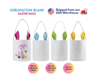 Easter Basket Sublimation Blanks, Easter Basket blanks, Sublimation Linen basket, Basket blanks, Easter Bunny Bag in 4 colors USA Warehouse
