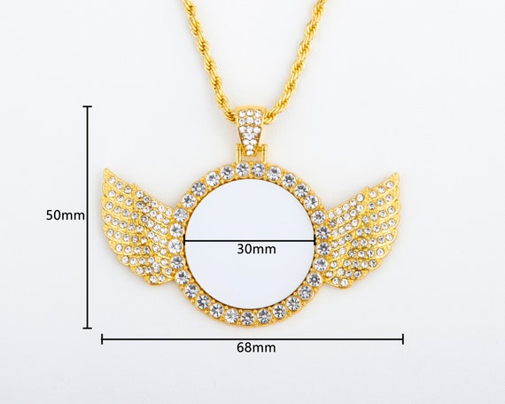 New!! Favor Sublimation Necklace Blank with Chain Open Close Photo Wings Women Accessories Heat Transfer Blank Pendant Metal Sales Jewelry NEC