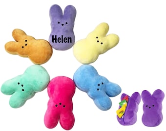 Personalized Blank Easter Peeps | Sublimation Blank Stuffed Plush Bunny Peeps | 6 Colors Peeps with Zipper | Custom Easter Gifts