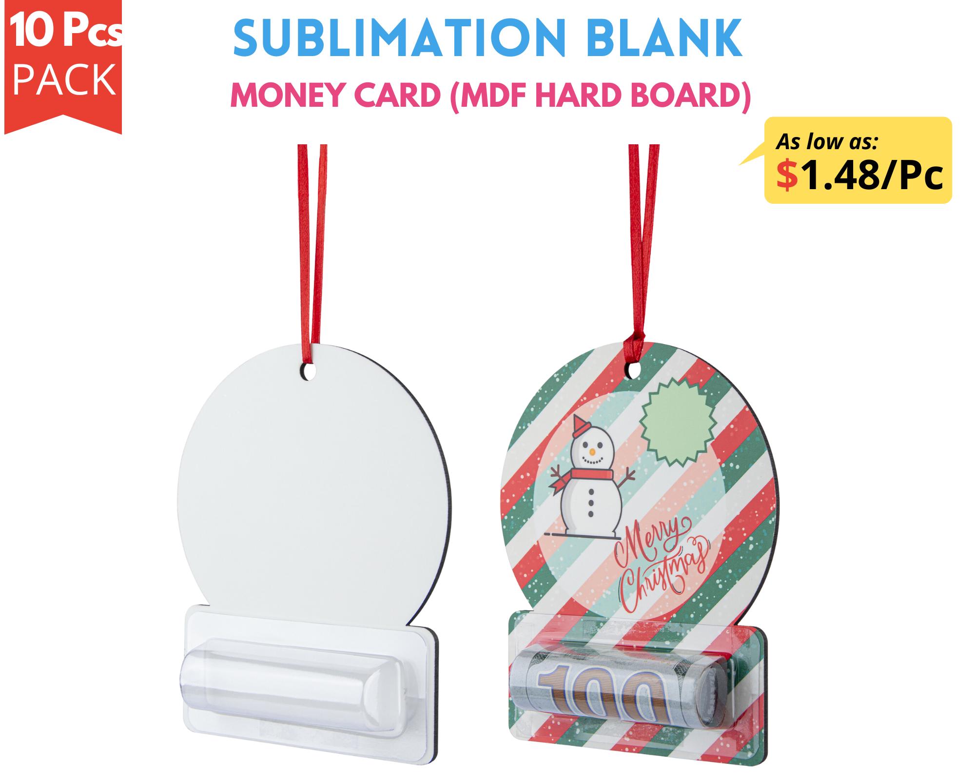 10x pack Sublimation Christmas Money Card MDF Hard Board Cash Card holder Money Gift Card Holder for Christmas Christmas Ornaments