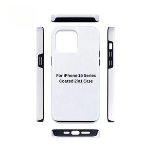 Może przedstawiać: Białe etui na telefon z czarną ramką i tekstem "For iPhone 15 Series Coated 2in1 Case".