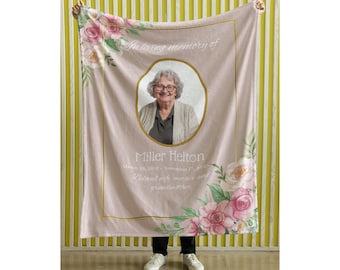 Personalized In Loving Memory Photo Fleece Blanket: Custom Memorial Gift
