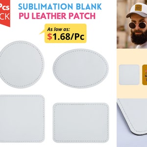 10x Pack Sublimation Blank Patches with Adhesive | Sublimation Faux Leather Patches | Custom Hat Patch Blanks | Blank Sublimation Patches