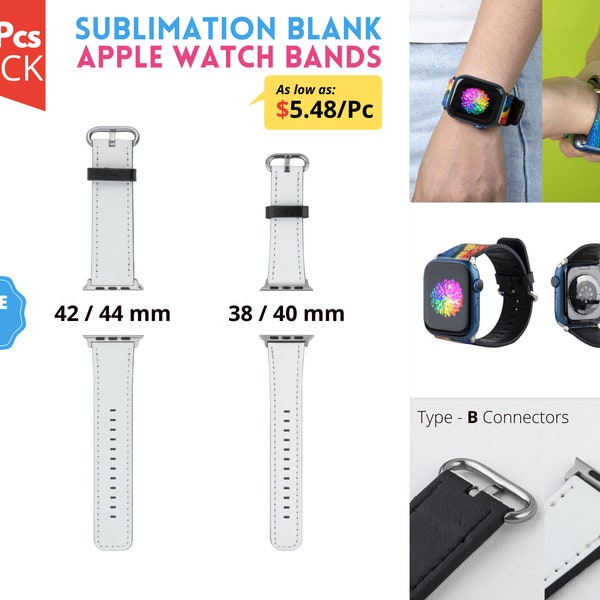 10x pack Sublimation Watch Bands | Type B Sublimation Blank Watch band for Apple Watch | For all models of Apple Watch 38/40 & 42/44mm