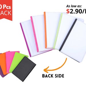 10x Porta-passaporte para sublimação | Porta-passaporte em branco para sublimação | Capa para passaporte em branco com duas dobras em preto, rosa, laranja, verde e roxo