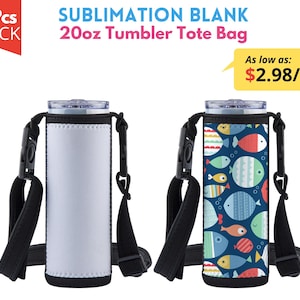 5 Pack Sublimation Tumbler Tote, 20oz Tumbler Tote Bag, 2 Side Printable With Black bottom | Neoprene Tumbler Carry bag sublimation blanks