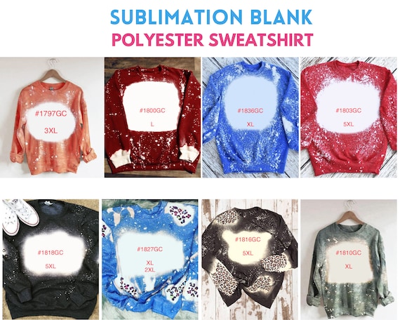 Wholesale Blank Faux Bleached Sublimation Sweatshirt Polyester