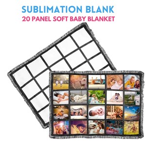 Quality Sublimation Blanket / XL Soft 20 Panel /black and white fringe  edges - Sublimation Blanks 40x60/ Great Quality Front AND Back!