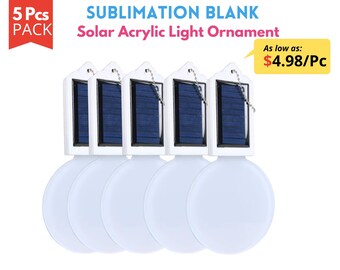 5pcs Pack Sublimation Blank Solar Acrylic Light Ornament | Custom Christmas Tree Ornament | Multi Color Settings
