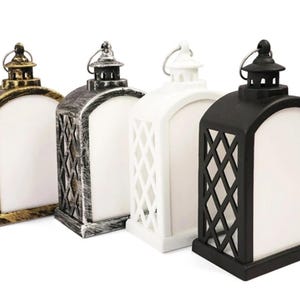 Faroles LED de sublimación en blanco para Navidad y Halloween / Faroles decorativos personalizados con batería / Faroles de escritorio de jardín de doble cara