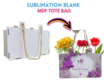 Sublimation MDF Tote Bag | Blank Wooden Handbag with Chains | Custom Tote Bag for Mother's Day Birthday