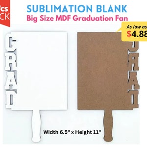5 Pack Sublimation MDF Graduation Fan | Sublimation Blank MDF Graduation Paddle Fan | Single Sided & Double Sided Sublimation Fan Blanks