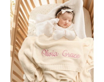 Custom Name Embroidered Combed Cotton Baby Blanket | Gift for Baby
