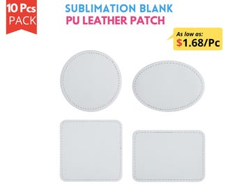 Pacote com 10 patches em branco para sublimação com adesivo | Patches de couro sintético para sublimação | Patches de chapéu personalizados em branco | Patches de sublimação em branco