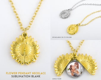 Sun flower necklace Sublimation Blanks, Sun Flower pendant Necklace, Golden flower necklace, Silver flower necklace #102036