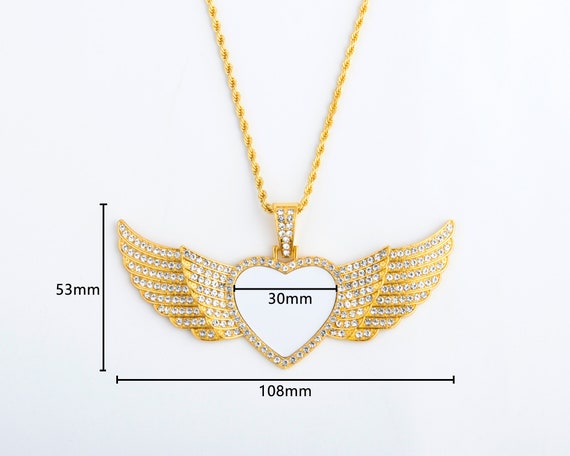 Angel Wings Necklace Sublimation Blank With 3mm Thick & 24 Inch