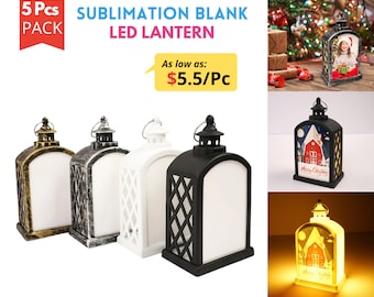 5x Pack Sublimation LED Lantern Blanks for Christmas Halloween | Custom Decoration Lanterns with Battery | Double-sided Garden Desk Lanterns