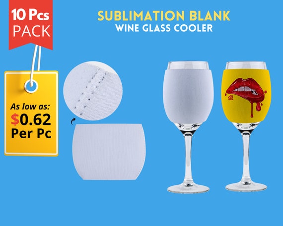 10x Pack of Sublimation Wine Glass Cooler, Sublimation Blank Wine