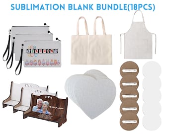 18 Pieces Sublimation Blank Products Starter Kit - Perfect for Personalized Printing DIY Crafts, Custom Gifts for Home Decor