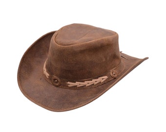 Crushable Genuine Leather Cowboy Hat Outdoor Sun Protection Classic Casual Water Repellent