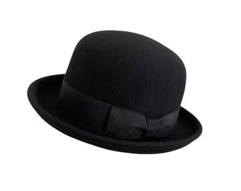 CNBEAUM Ladies Autumn Winter Simple Bowler Hat Pull Fur Hat Top Concave Black Felt Hat CNBEAUM Ladies Autumn Winter Simple Bowler Hat Pull Fur Hat Top Concave Black Felt Hat